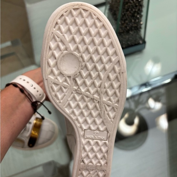 Authentic Giuseppe Zanotti Lorenz 75 TR Donna Gold and Cream High-Top Sneakers - Picture 12 of 17